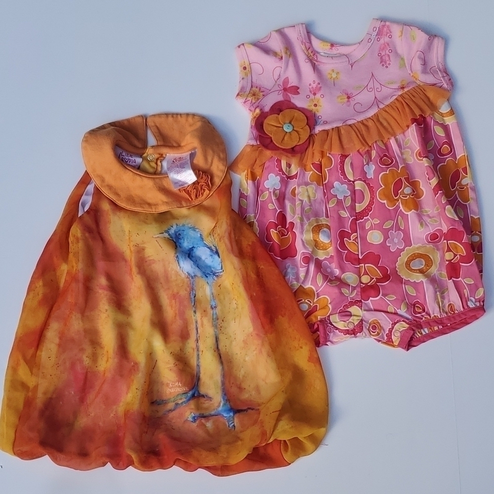 Baby Lulu romper & Little Leoma Love grove bubble dress 12 months 2 for 1